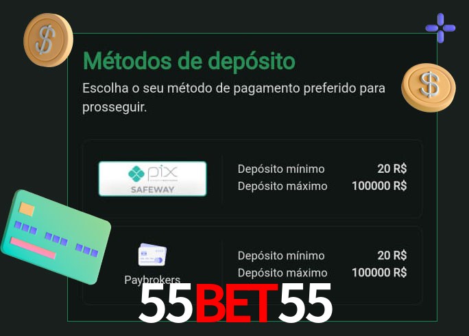 O cassino 55BET55 oferece uma grande variedade de métodos de pagamento